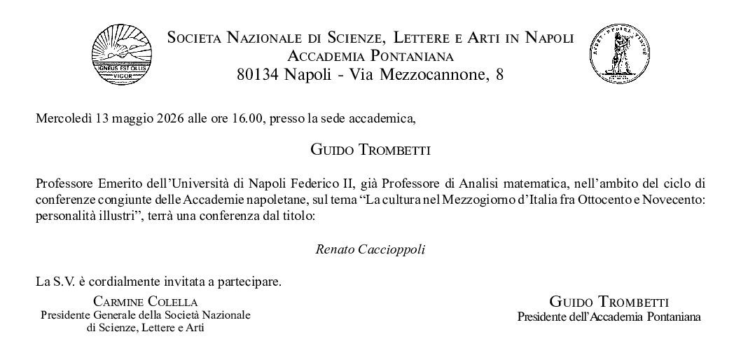 Conferenza congiunta SNSLA-AP Prof. Guido Trombetti – 13 maggio ore 16:00